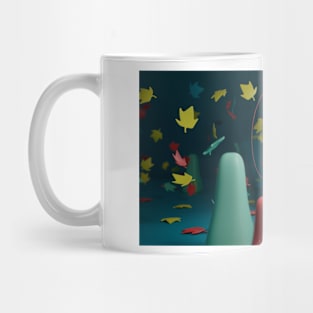 Cartoon kawaii girl playing in autumn park Mug